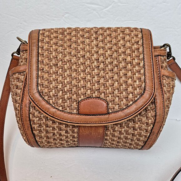 Brooks Brothers Natural Straw Weave with Leather Trim Crossbody - Picture 2 of 16